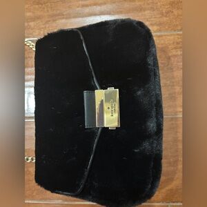 Kate Spade Black Fur Crossbody with Gold Detail